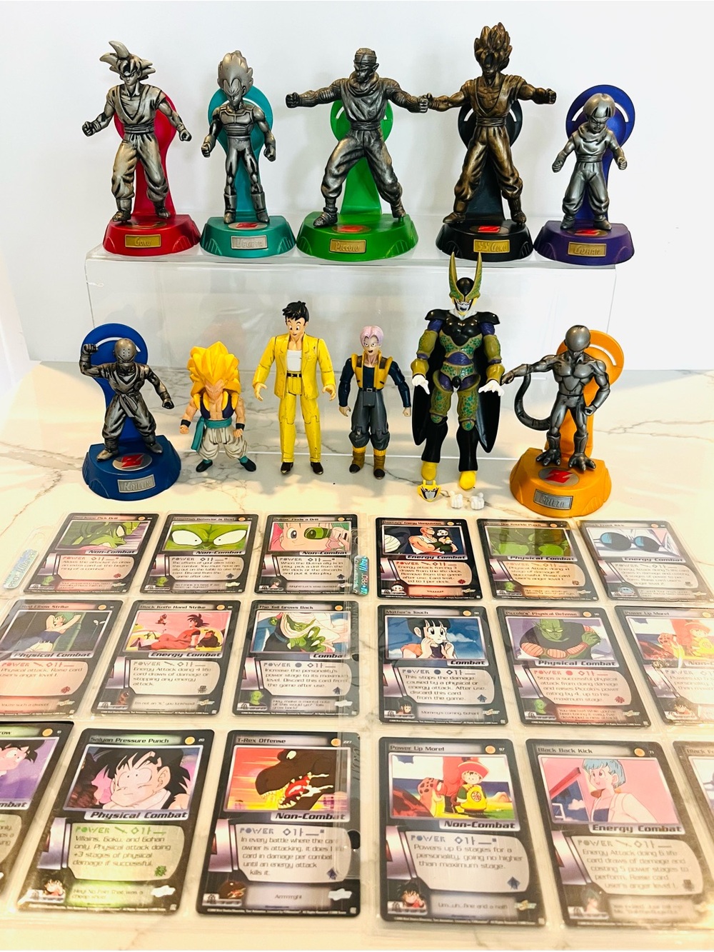 Dragon Ball Z figures and cards